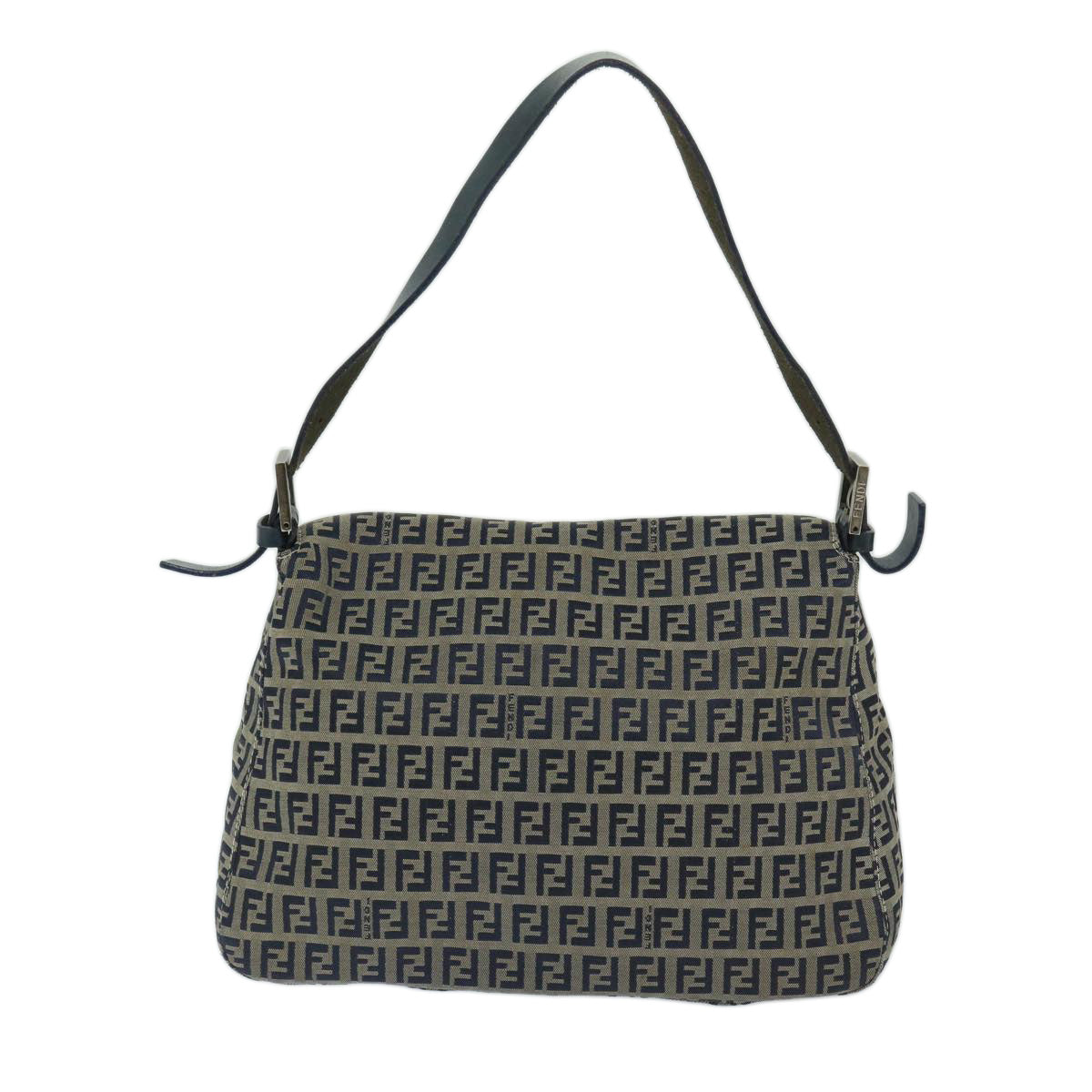 FENDI Zucchino Canvas Mamma Baguette Shoulder Bag Navy68578