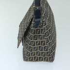 FENDI Zucchino Canvas Mamma Baguette Shoulder Bag Navy68578