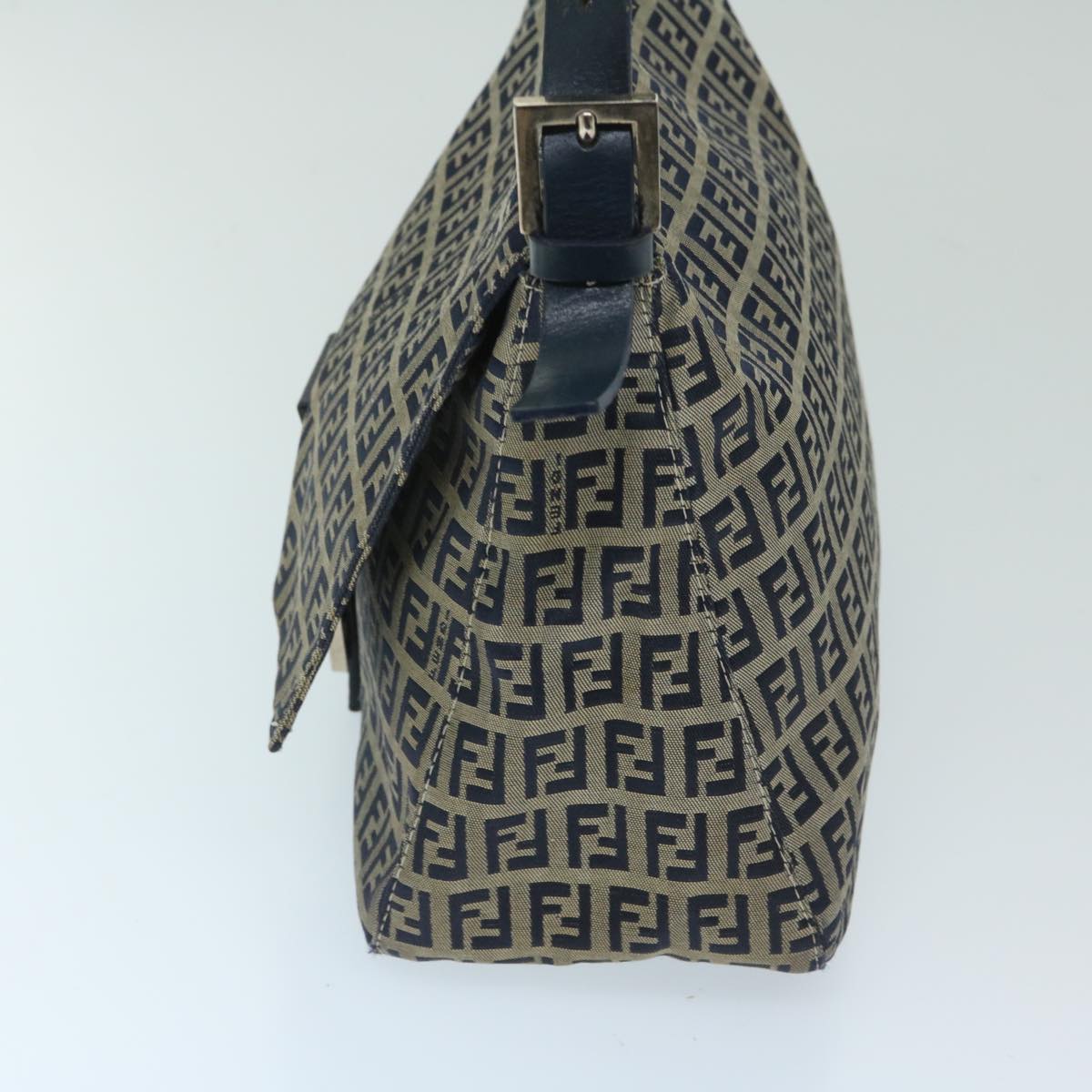 FENDI Zucchino Canvas Mamma Baguette Shoulder Bag Navy68578