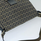 FENDI Zucchino Canvas Mamma Baguette Shoulder Bag Navy68578
