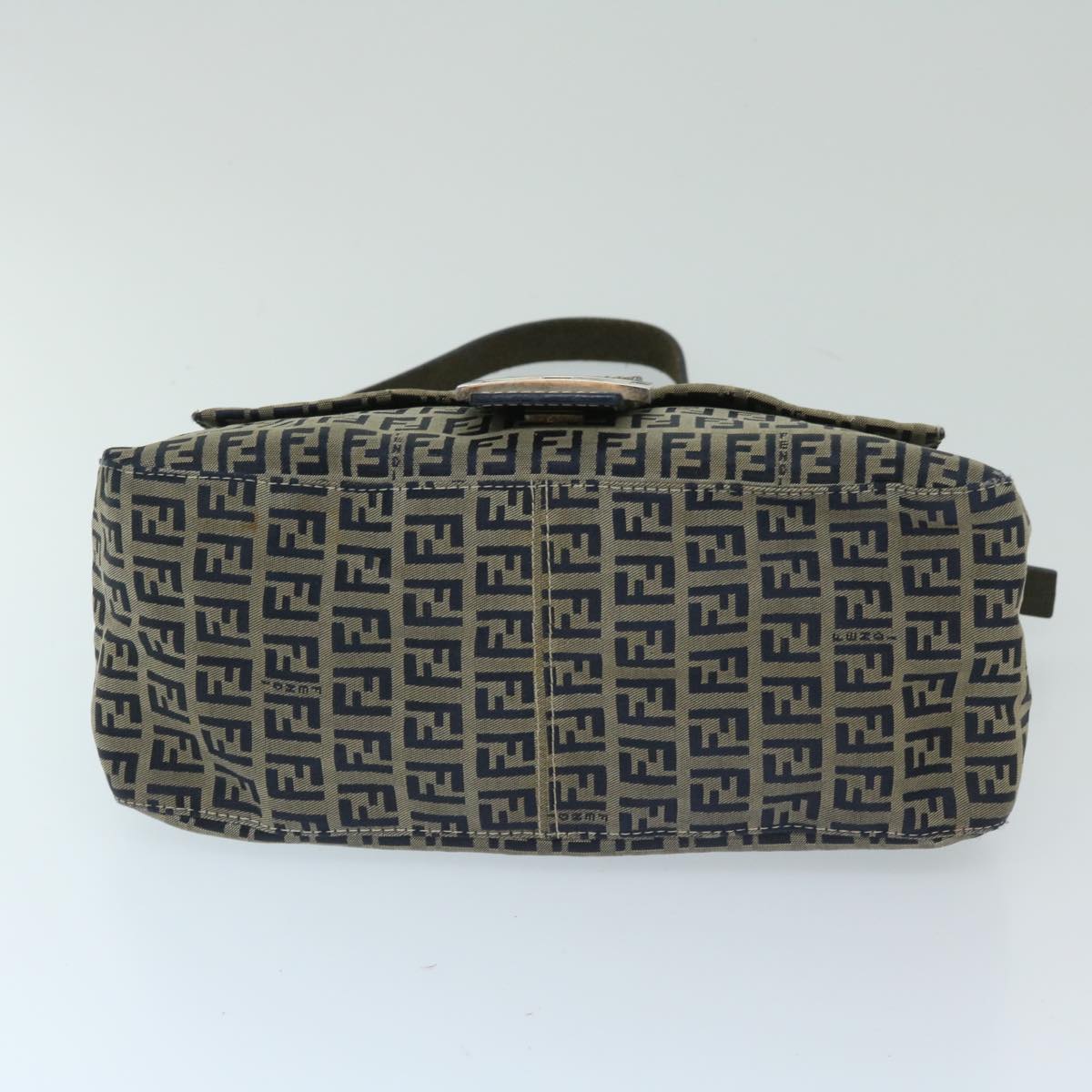 FENDI Zucchino Canvas Mamma Baguette Shoulder Bag Navy68578