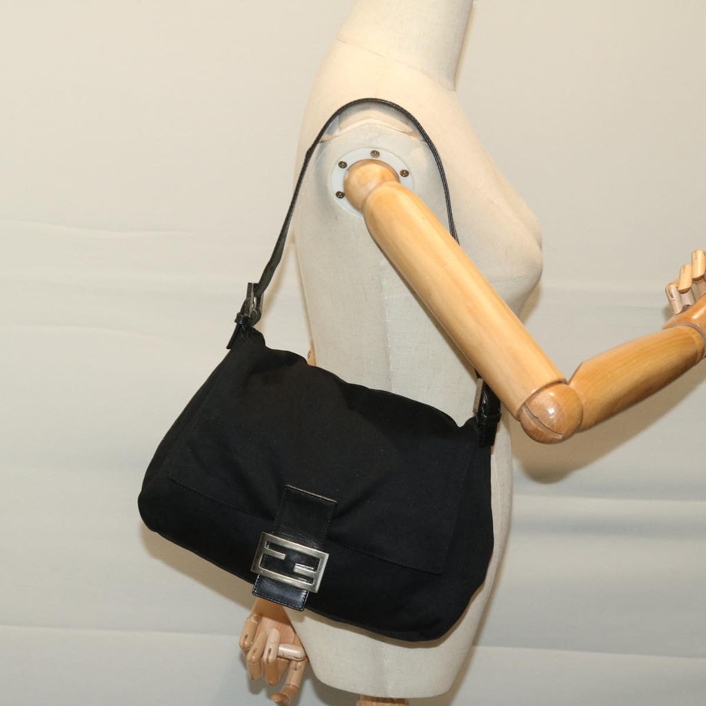 FENDI Mamma Baguette Shoulder Bag Nylon Black68579