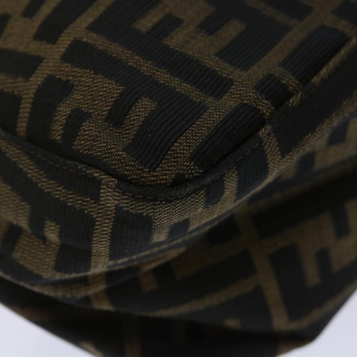 FENDI Zucca Canvas Mamma Baguette Shoulder Bag Black Brown68582