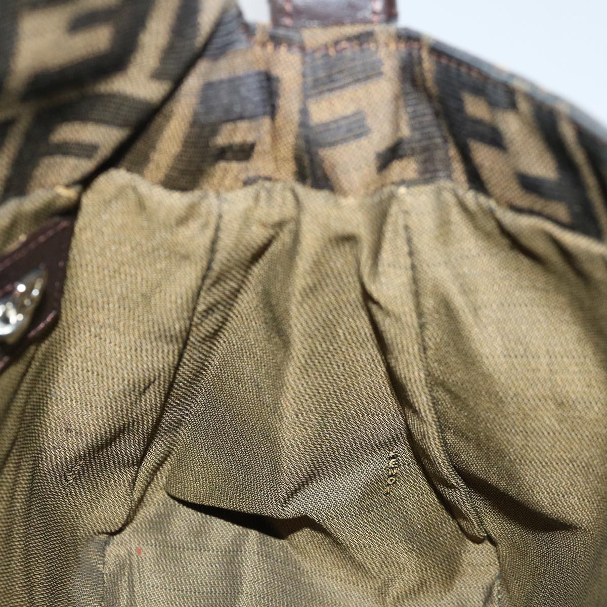 FENDI Zucca Canvas Mamma Baguette Shoulder Bag Black Brown68582