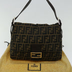 FENDI Zucca Canvas Mamma Baguette Shoulder Bag Black Brown68582