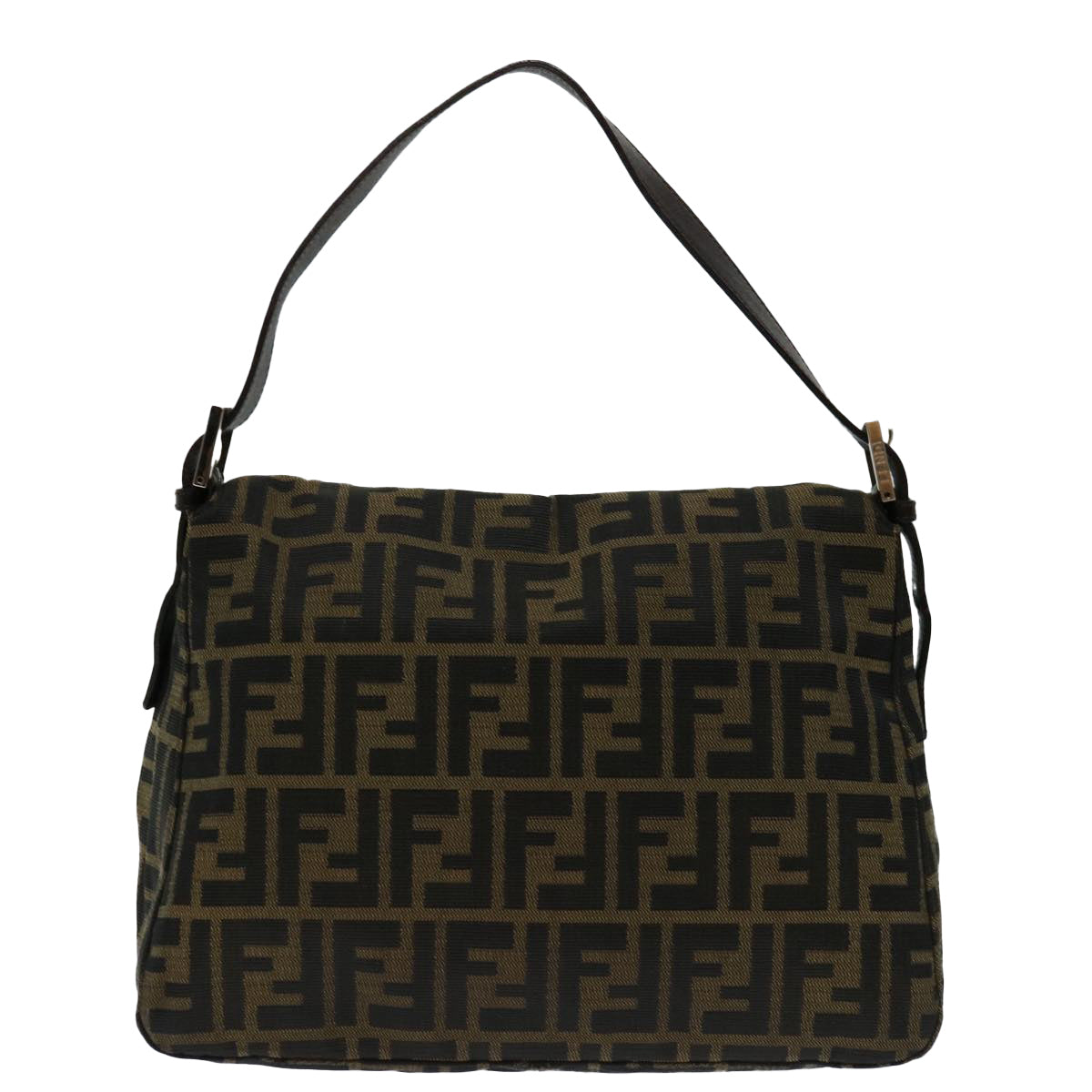 FENDI Zucca Canvas Mamma Baguette Shoulder Bag Black Brown68582