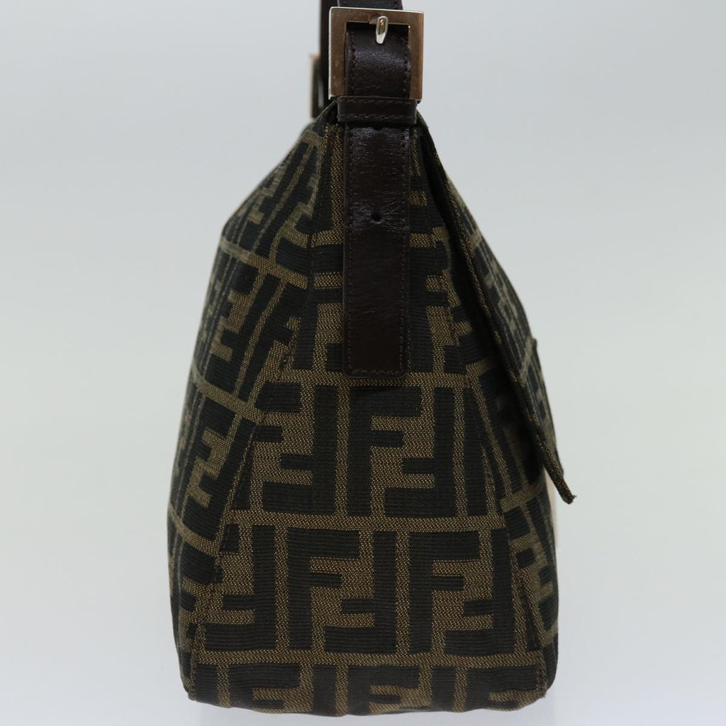 FENDI Zucca Canvas Mamma Baguette Shoulder Bag Black Brown68582