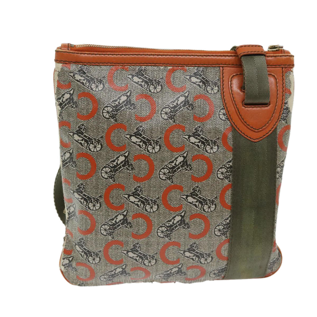 CELINE C Macadam Canvas Shoulder Bag Beige Auth 68593