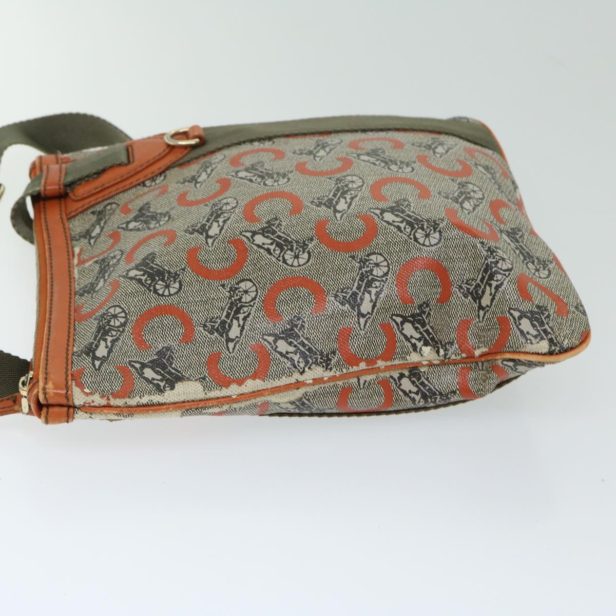 CELINE C Macadam Canvas Shoulder Bag Beige Auth 68593