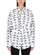 Balenciaga All Over Logo Shirt White