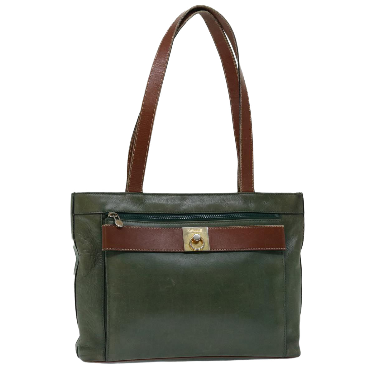 CELINE Tote Bag Leather Green  68605