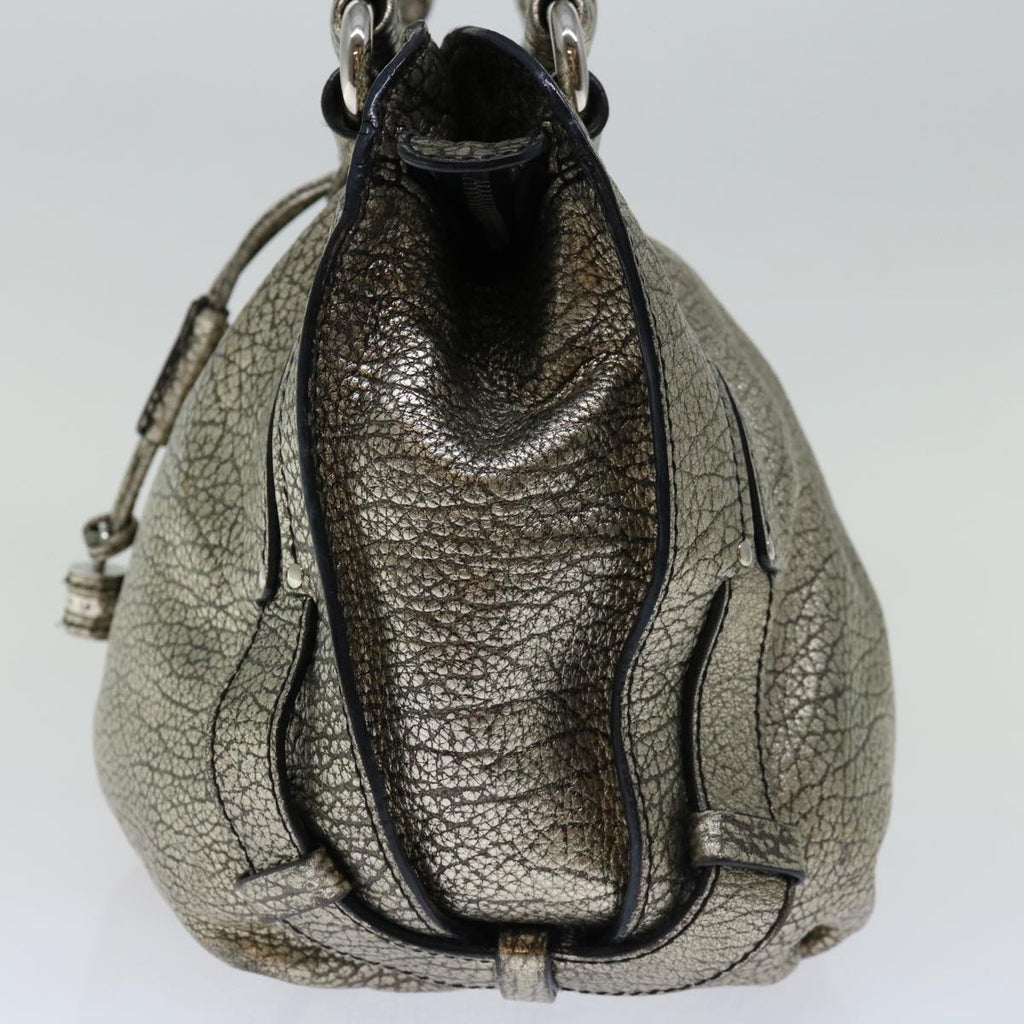 CELINE Hand Bag Leather Gold Auth 68608