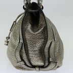 CELINE Hand Bag Leather Gold Auth 68608