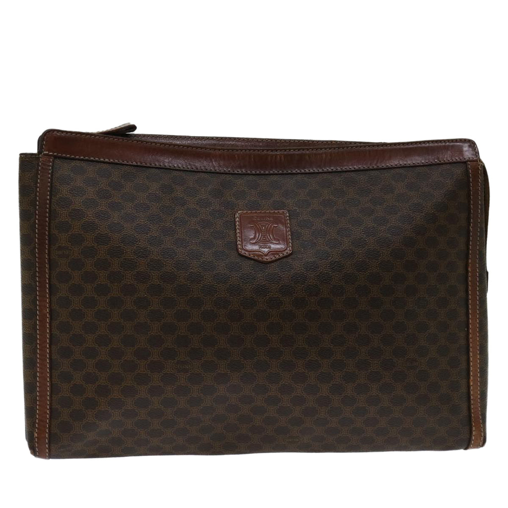 CELINE Macadam Canvas Clutch Bag PVC Brown Auth 68613