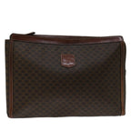 CELINE Macadam Canvas Clutch Bag PVC Brown Auth 68613