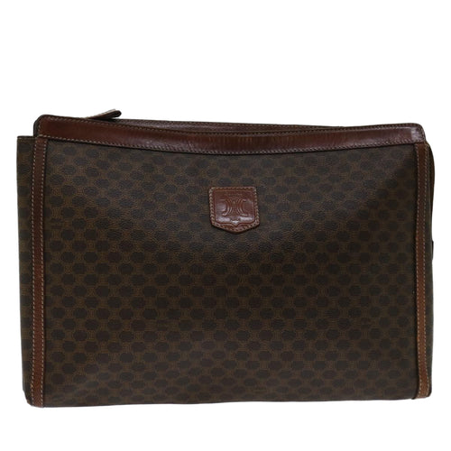 CELINE Macadam Canvas Clutch Bag PVC Brown Auth 68613