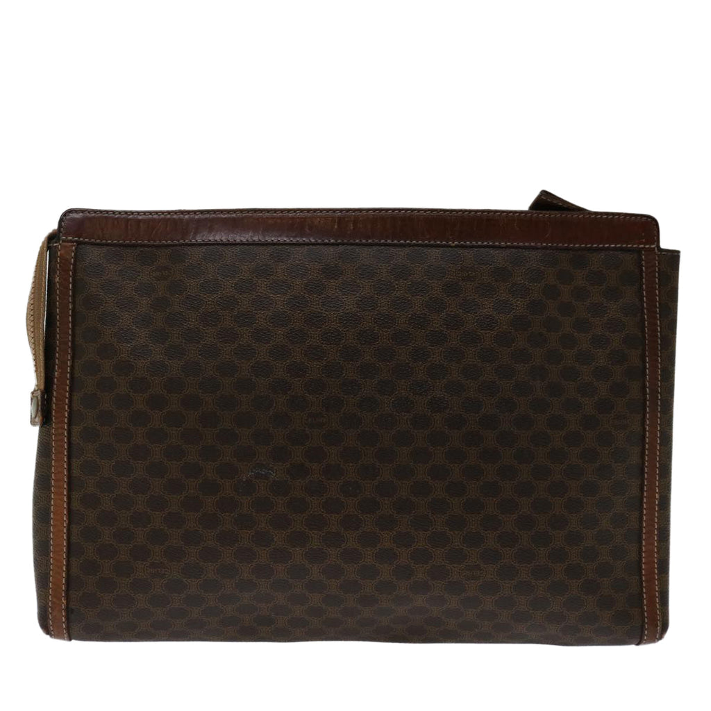 CELINE Macadam Canvas Clutch Bag PVC Brown Auth 68613