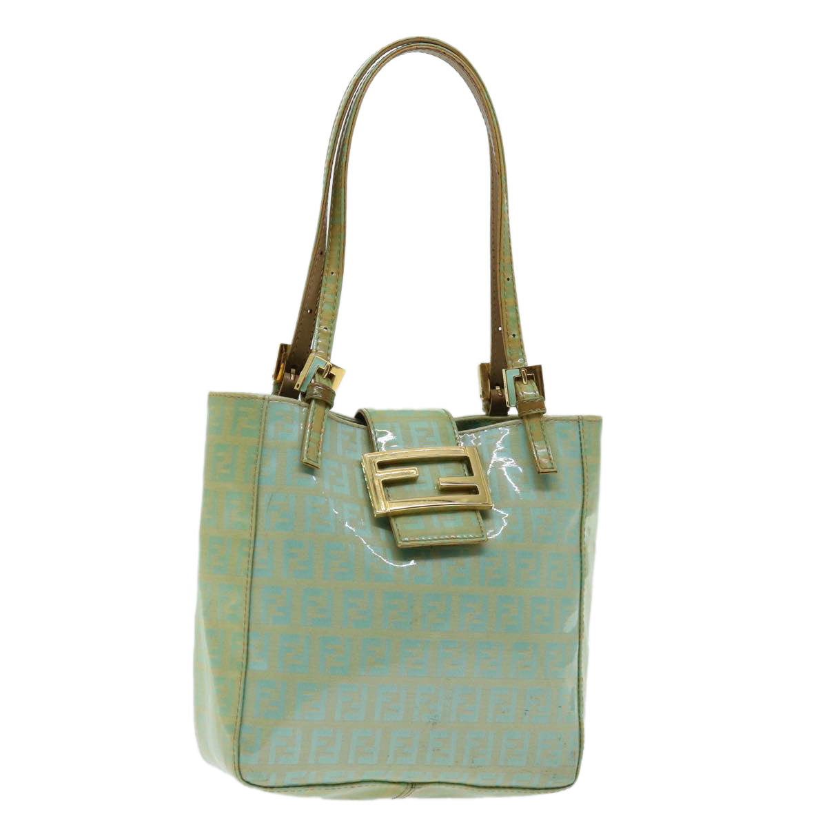 FENDI Zucchino Canvas Mamma Baguette Hand Bag Light Blue68640