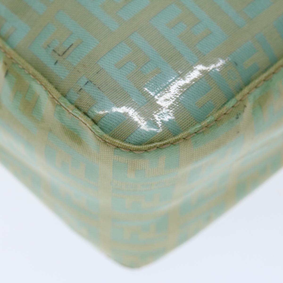 FENDI Zucchino Canvas Mamma Baguette Hand Bag Light Blue68640