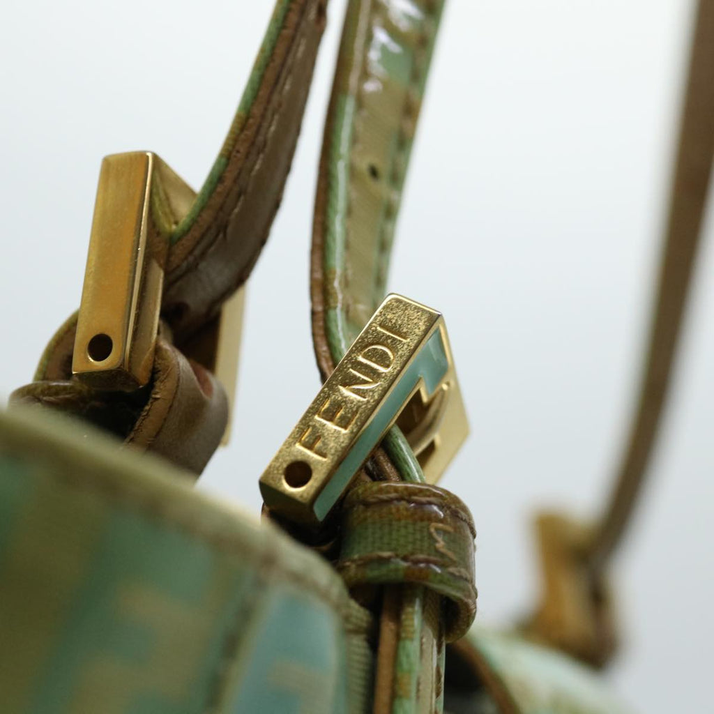 FENDI Zucchino Canvas Mamma Baguette Hand Bag Light Blue68640