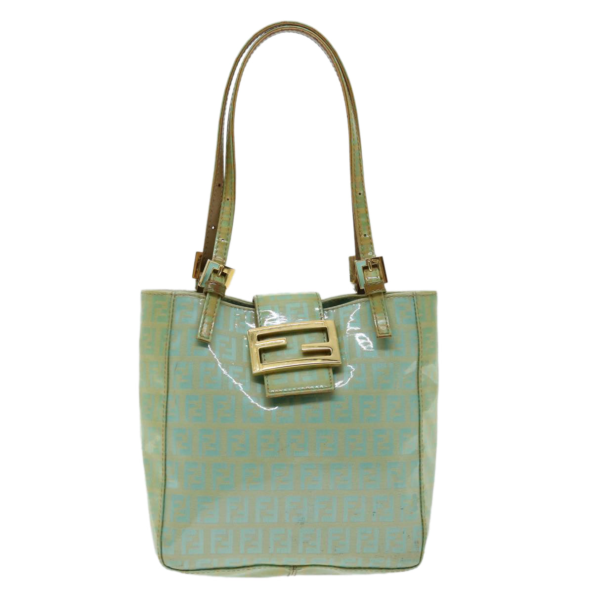 FENDI Zucchino Canvas Mamma Baguette Hand Bag Light Blue68640