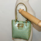 FENDI Zucchino Canvas Mamma Baguette Hand Bag Light Blue68640