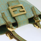 FENDI Zucchino Canvas Mamma Baguette Hand Bag Light Blue68640