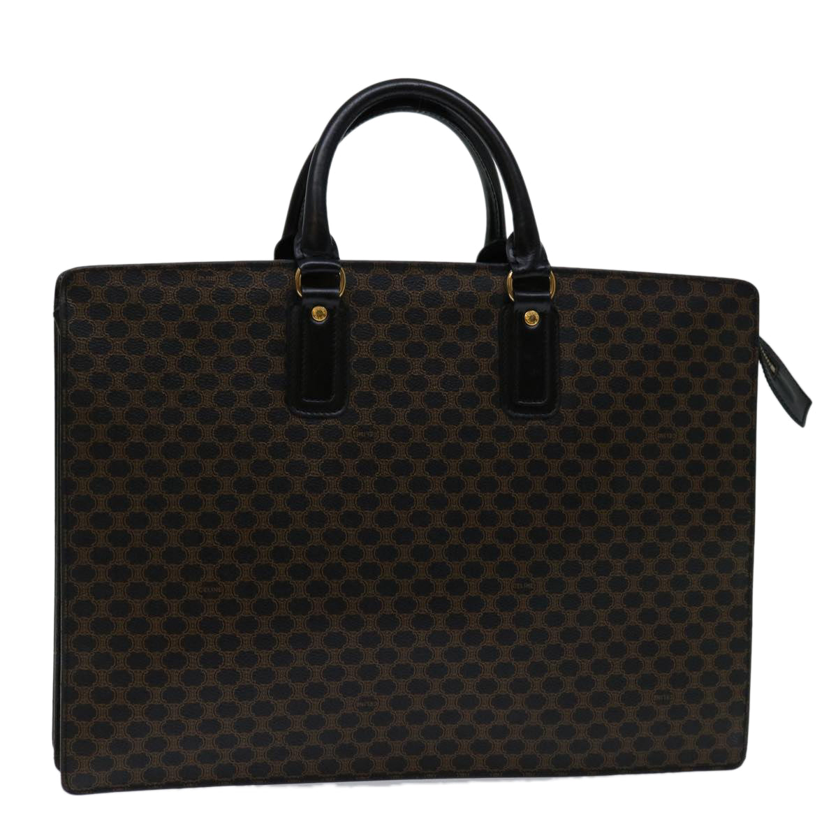 CELINE Macadam Canvas Tote Bag PVC Leather Black  68685