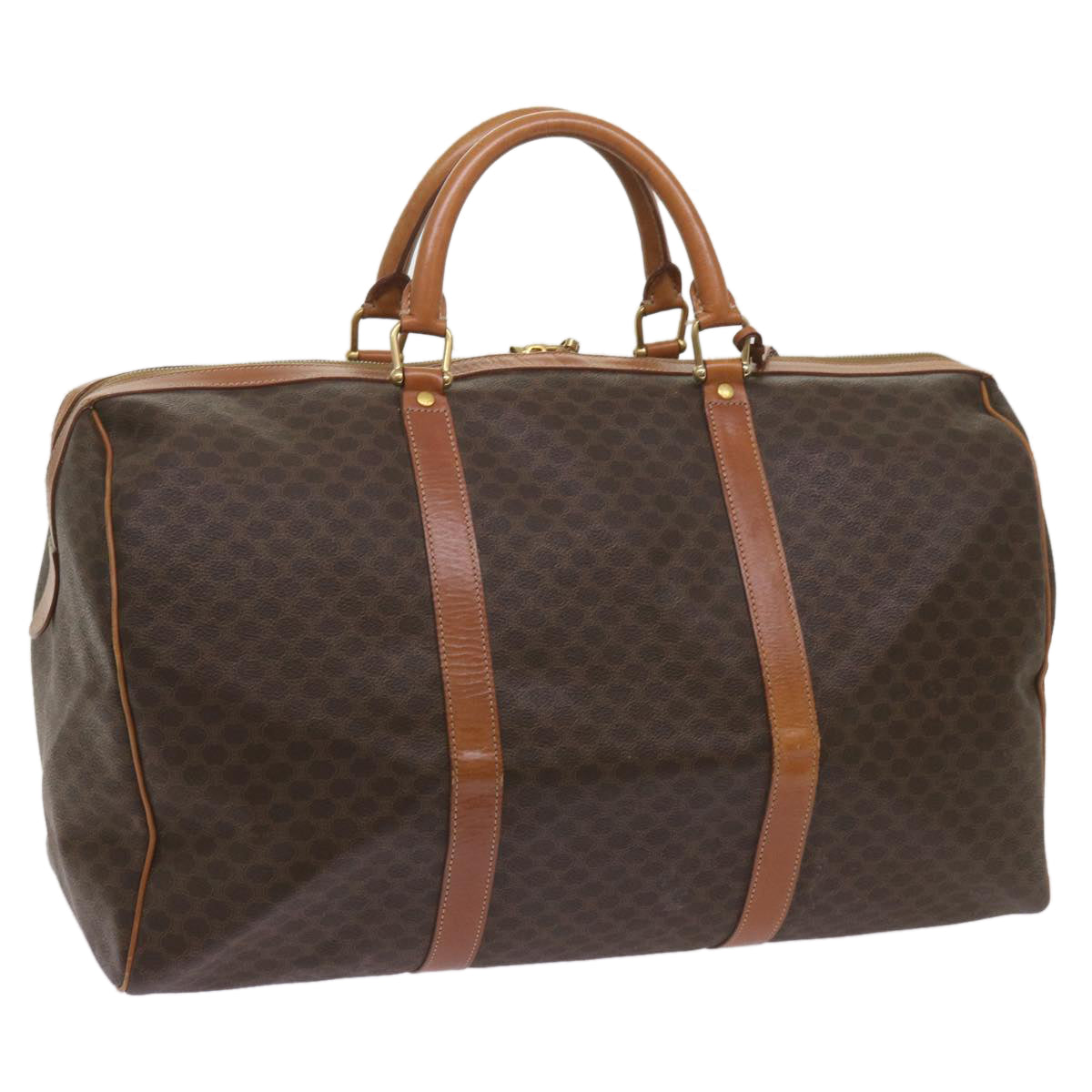 CELINE Macadam Canvas Boston Bag PVC Brown  68690