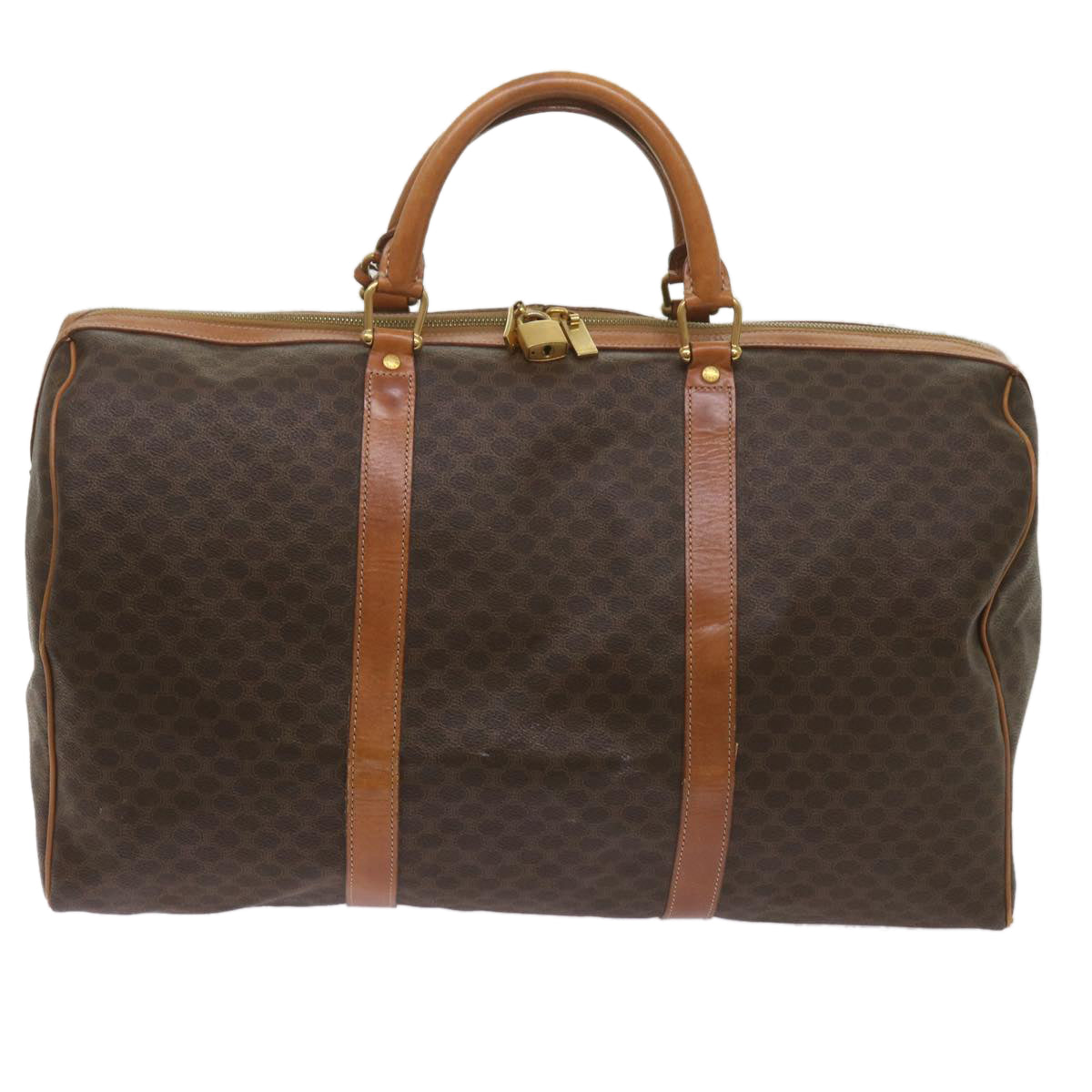 CELINE Macadam Canvas Boston Bag PVC Brown  68690