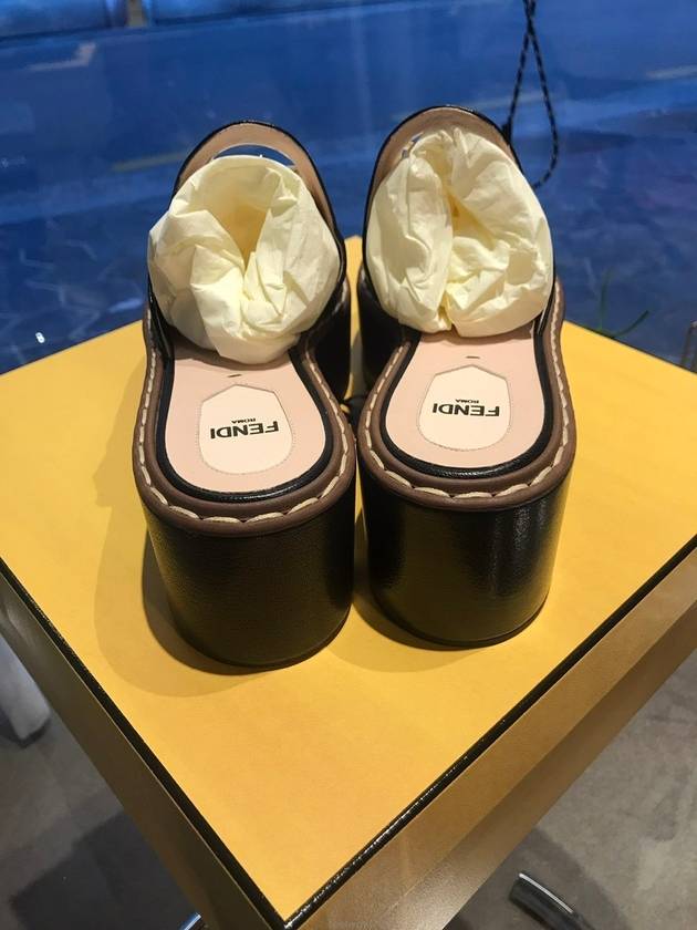 Fendi Logo Slippers Black