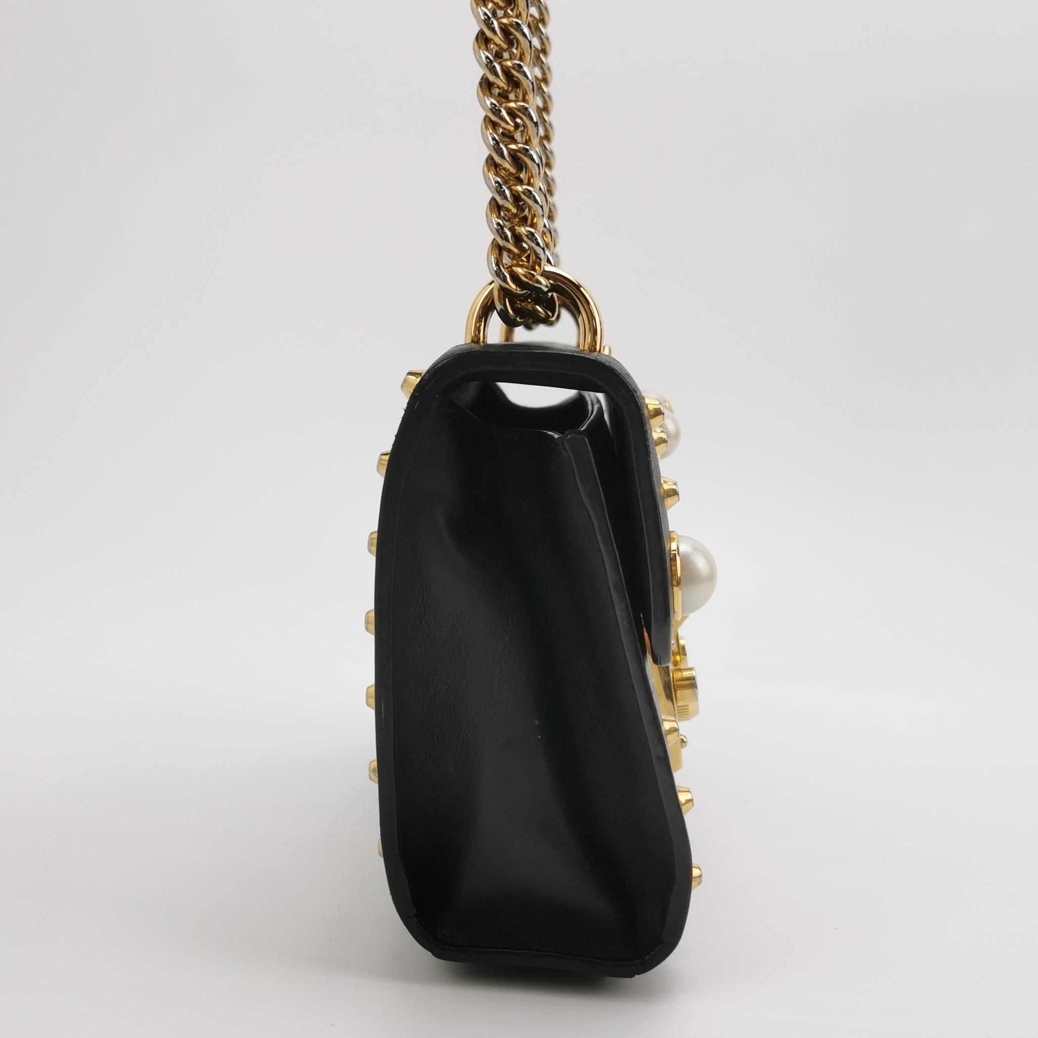 Gucci Padlock Small Leather Lock Pearl Studded Shoulder Bag 250504781177702