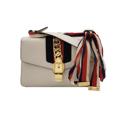 Gucci Sylvie Small Leather and Canvas Shoulder Bag 067851500574