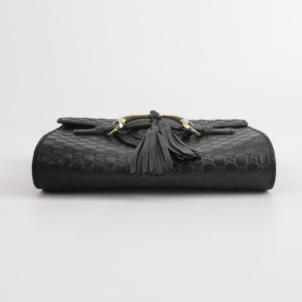 Gucci Emily Mini Signature Embossed Tassel Horsebit Crossbody Shoulder Bag 250525781207687