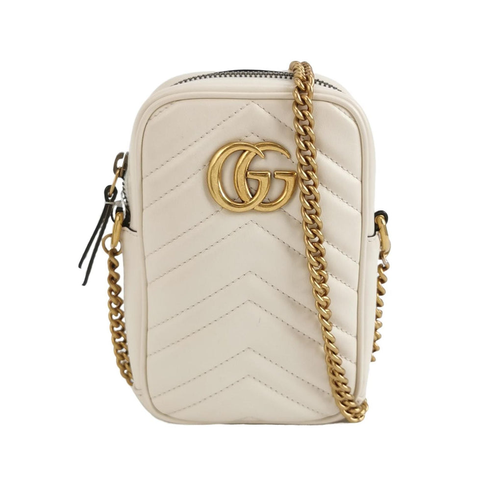 Gucci GG Marmont Mini Leather Quilted Double G Phone Crossbody Shoulder Bag 250523781205186