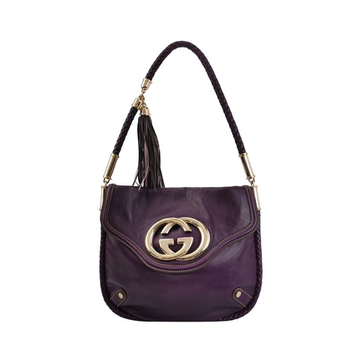 Gucci Britt Leather Shoulder Bag with Fringe and GG Logo 250521781201751