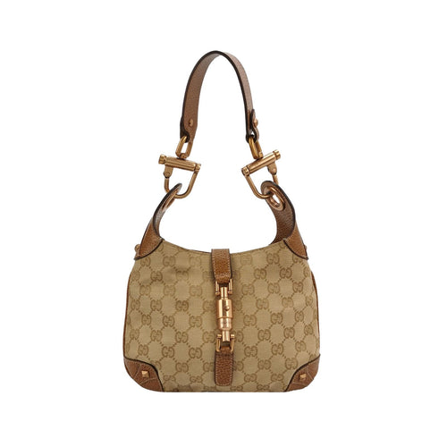 Gucci Jackie Leather Canvas GG Monogram Shoulder Bag 057851700215