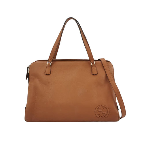 Gucci Leather Solid GG Logo Zip Shoulder Bag 250513781190155
