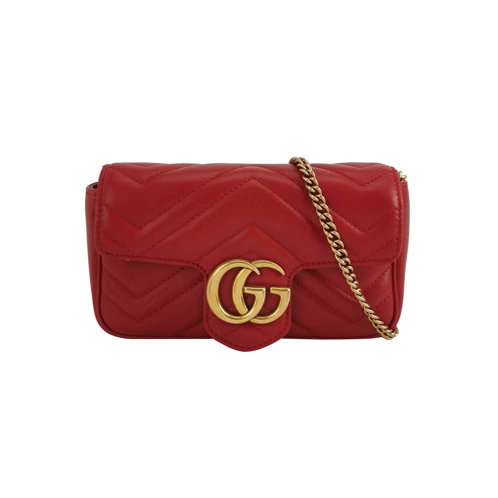 Gucci GG Marmont Mini Leather V-stitch Double G Logo Flap Crossbody Shoulder Bag 250512781189630