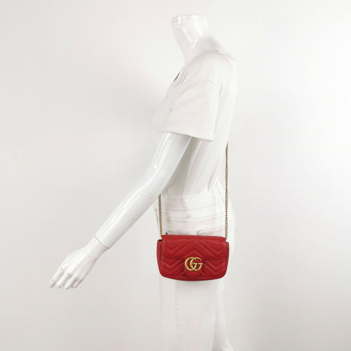 Gucci GG Marmont Mini Leather V-stitch Double G Logo Flap Crossbody Shoulder Bag 250512781189630