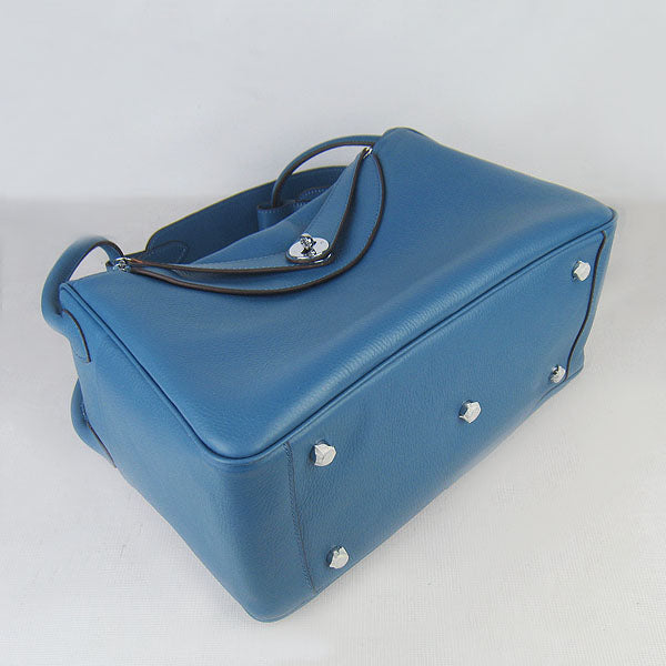 Hermes Lindy 34cm handbag 6208 blue Silver