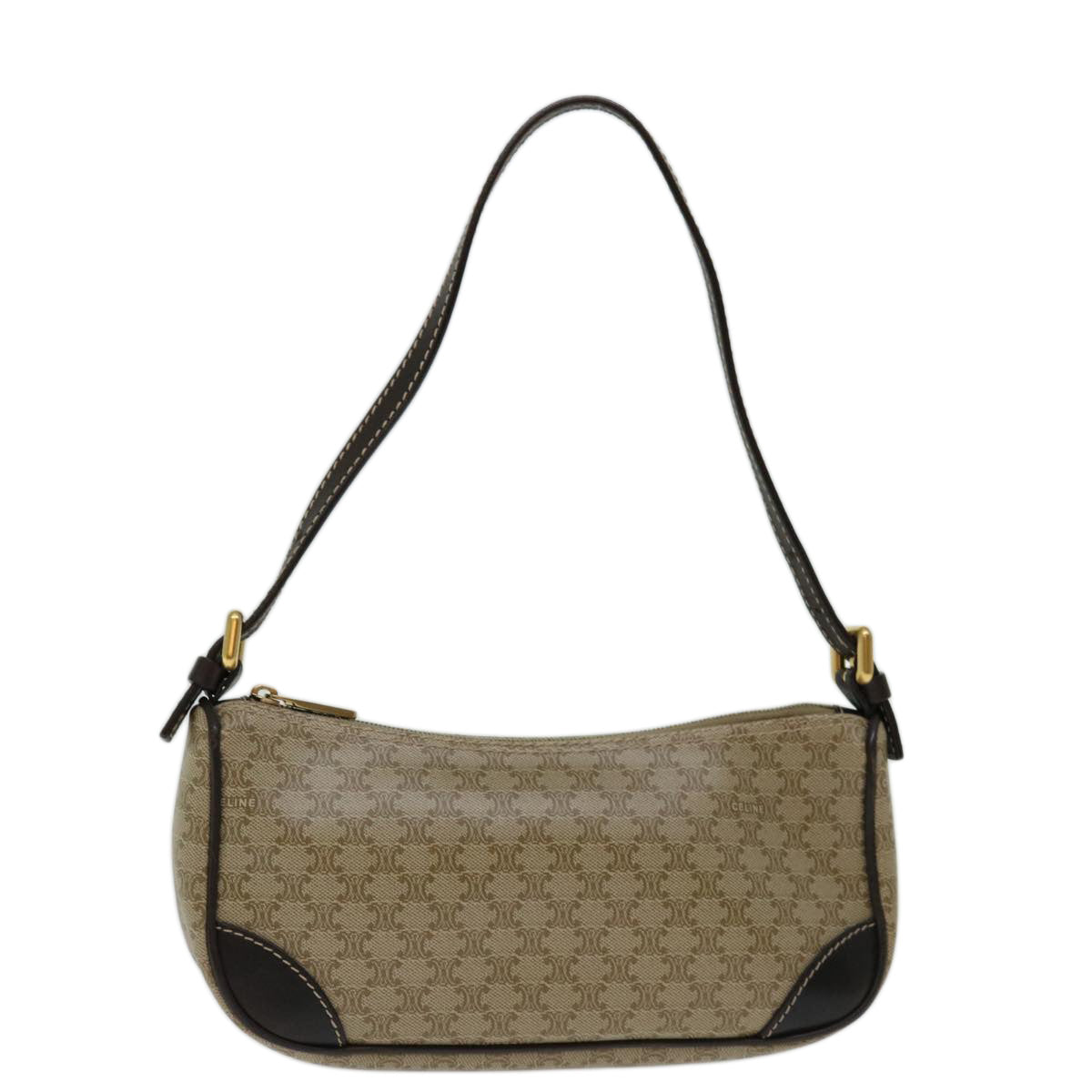 CELINE Macadam Canvas Accessory Pouch PVC Beige  68843