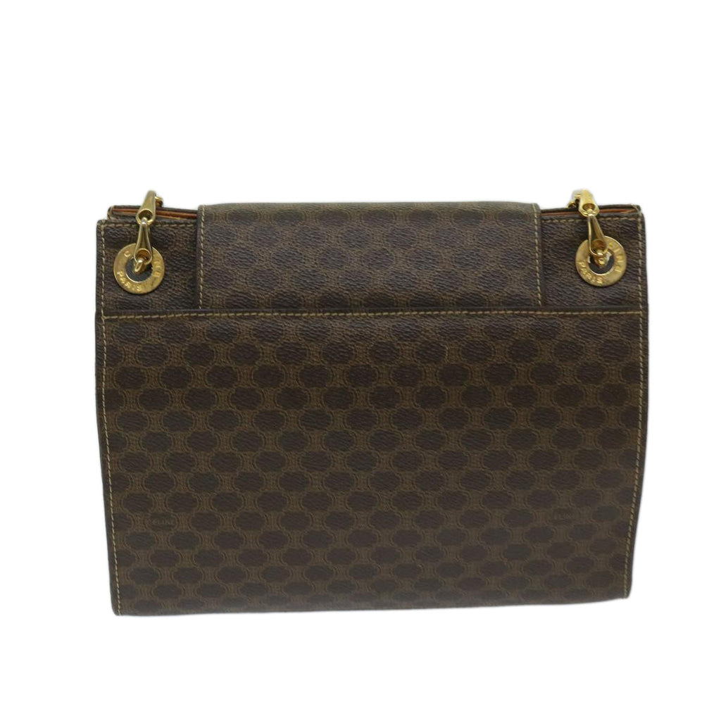 CELINE Macadam Canvas Shoulder Bag PVC Brown Auth 68845