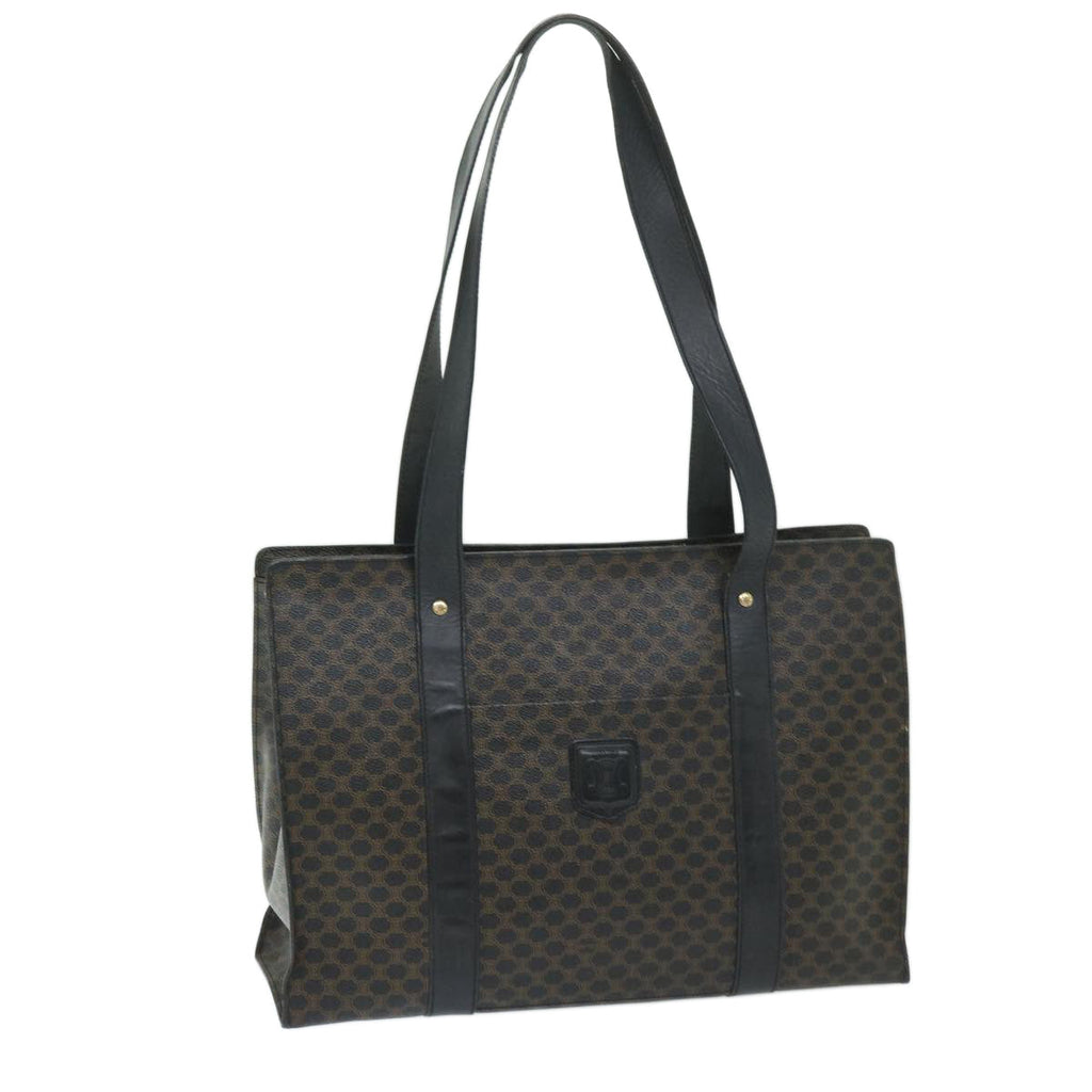 CELINE Macadam Canvas Tote Bag PVC Black Brown  68864