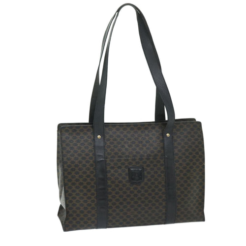 CELINE Macadam Canvas Tote Bag PVC Black Brown  68864