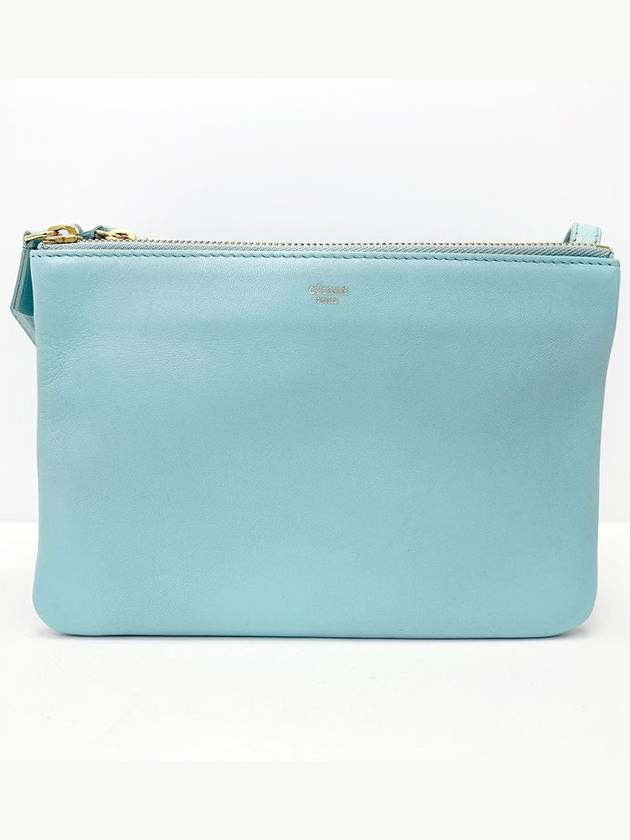CELINE Baby blue mint trio bag 3 stage zipper cross 4VCEB21489