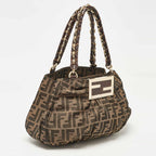 Fendi Zucca Canvas And Patent Leather Small Mia Shoulder Bag
