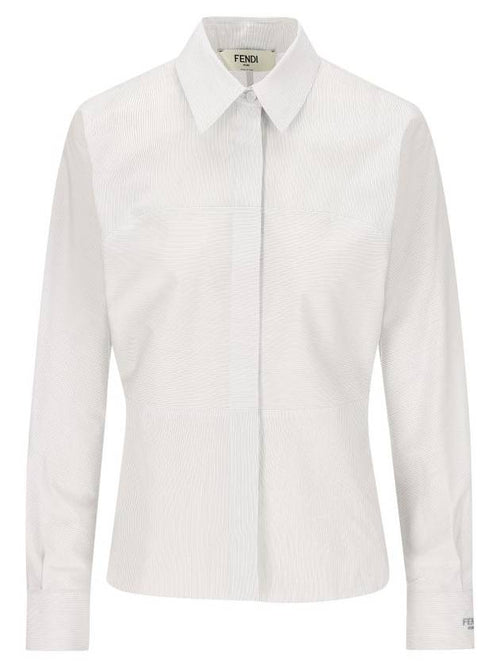 Fendi Striped Cotton Shirt White