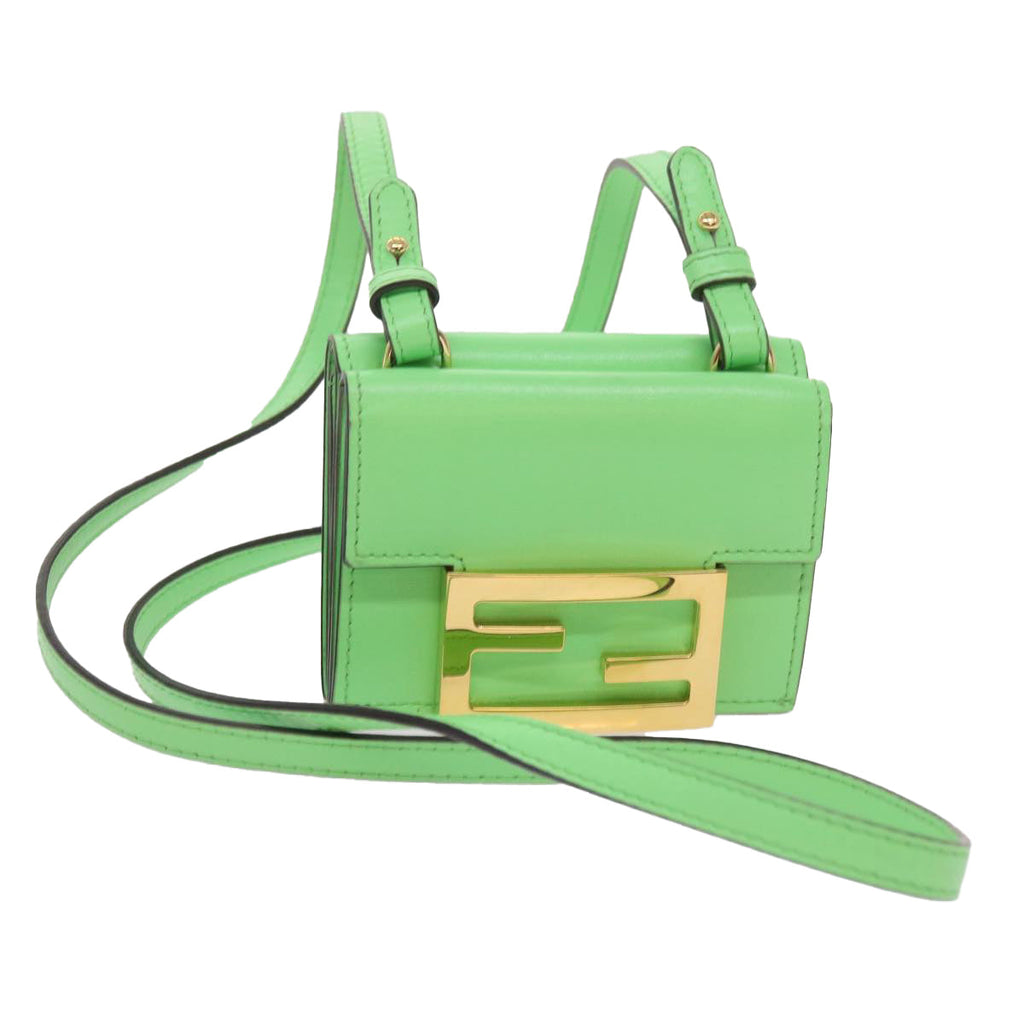 FENDI Mamma Baguette Shoulder Bag Leather Green68908A