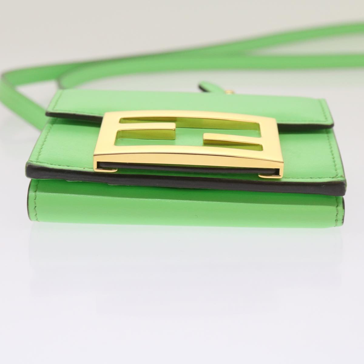 FENDI Mamma Baguette Shoulder Bag Leather Green68908A